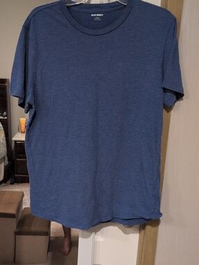 Old Navy Men's Heather Navy Crewneck Short Sleeve Tee